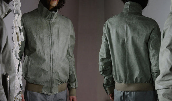 OBJECT DYED SEMI-ARMHOLE LEATHER BOMBER