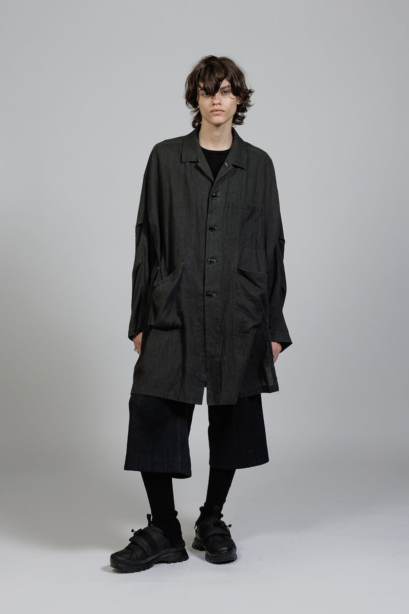 PIGMENT PRINTED VIYELLA HI-NECK COAT