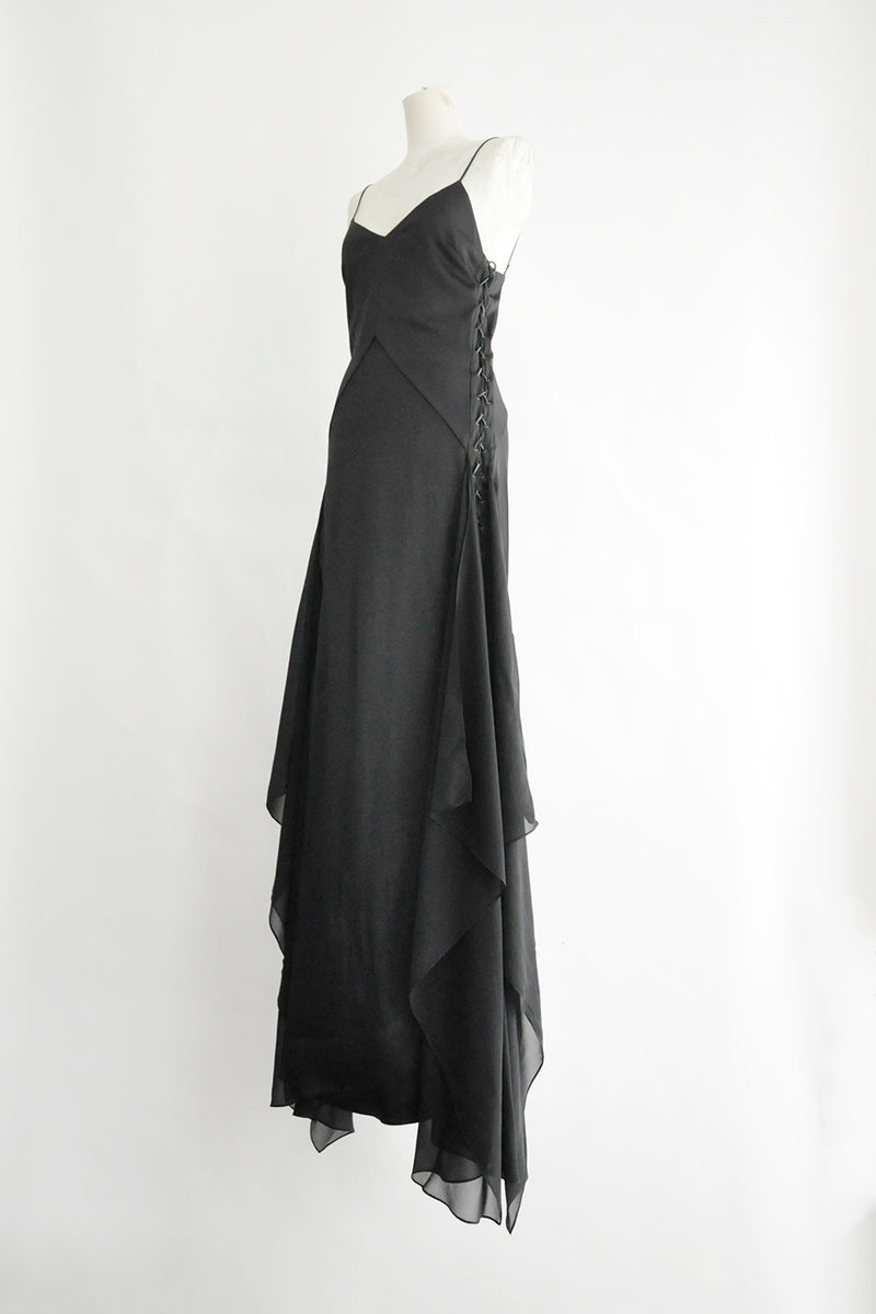 OTTILIE LONG DRESS WITH LACE UP DETAIL
