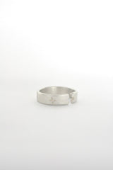 SILVER STITCHED CROSS RING