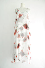 LAYER FLOWER SLIP DRESS-WHITE RED CARNATION