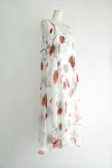 LAYER FLOWER SLIP DRESS-WHITE RED CARNATION
