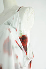 LAYER FLOWER SLIP DRESS-WHITE RED CARNATION