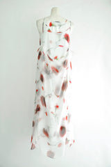 LAYER FLOWER SLIP DRESS-WHITE RED CARNATION