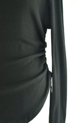 DOT WRINKLED CROPPED LONG SLEEVE TOP