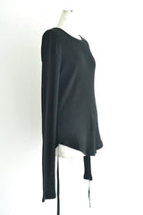DOT WRINKLED CROPPED LONG SLEEVE TOP
