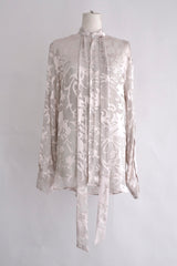 DIEN STAND COLLAR LONG SHIRT WITH DETACHABLE FOULARD