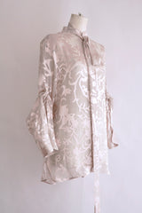 DIEN STAND COLLAR LONG SHIRT WITH DETACHABLE FOULARD