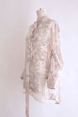 DIEN STAND COLLAR LONG SHIRT WITH DETACHABLE FOULARD