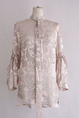 DIEN STAND COLLAR LONG SHIRT WITH DETACHABLE FOULARD