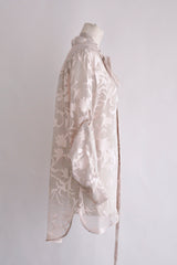 DIEN STAND COLLAR LONG SHIRT WITH DETACHABLE FOULARD