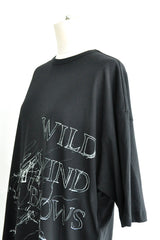 DIETER  HIGH COMFORT T-SHIRTS WITH "WILD WIND BLOWS" PRINT - BLACK