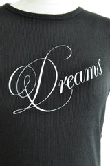 FIENE SLIM FIT LONG SLEEVE T-SHIRT WITH "DREAMS" PRINT-BLACK