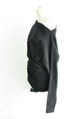 ROOS BIAS CUT DROP SHOULDER TOP - BLACK