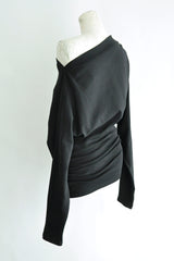 ROOS BIAS CUT DROP SHOULDER TOP - BLACK