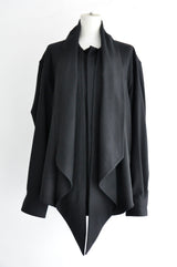 SCARF LAVALIERE COLLAR SHIRTS - BLACK