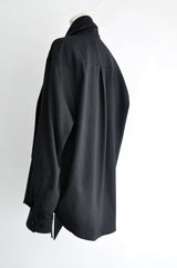 SCARF LAVALIERE COLLAR SHIRTS - BLACK