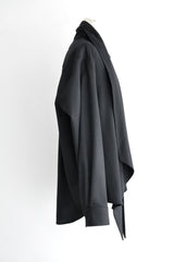 SCARF LAVALIERE COLLAR SHIRTS - BLACK