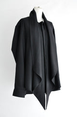 SCARF LAVALIERE COLLAR SHIRTS - BLACK