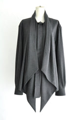 SCARF LAVALIERE COLLAR SHIRTS - GREY