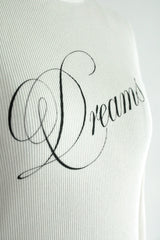 FIENE SLIM FIT LONG SLEEVE T-SHIRT WITH "DREAMS" PRINT - IVORY