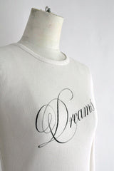 FIENE SLIM FIT LONG SLEEVE T-SHIRT WITH "DREAMS" PRINT - IVORY