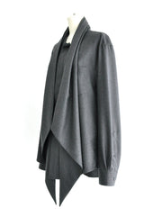 SCARF LAVALIERE COLLAR SHIRTS - GREY