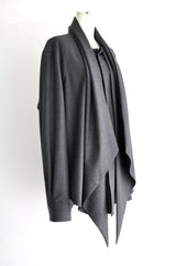 SCARF LAVALIERE COLLAR SHIRTS - GREY