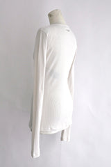 FIENE SLIM FIT LONG SLEEVE T-SHIRT WITH "DREAMS" PRINT - IVORY