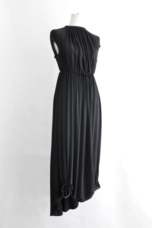 GATHERED NECK FUSEAU DRESS