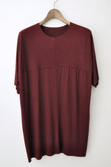 OVERSIZED ONE-PIECE SHORT SLEEVE T-SHIRT - AUBERGINE