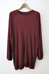EXTRA WIDE ONE-PIECE LONG SLEEVE T-SHIRT - AUBERGINE