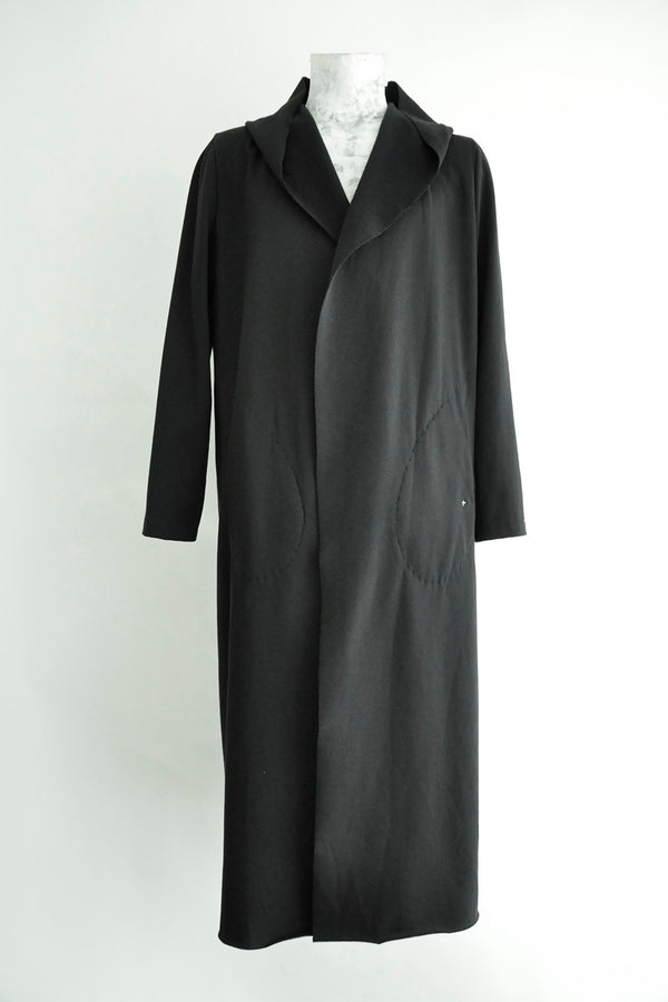 LONG HOODED CARDIGAN W/SLIT POCKET