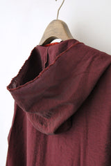 HOODED UNLINED CARDIGAN - AUBERGINE