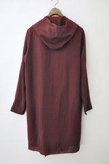HOODED UNLINED CARDIGAN - AUBERGINE