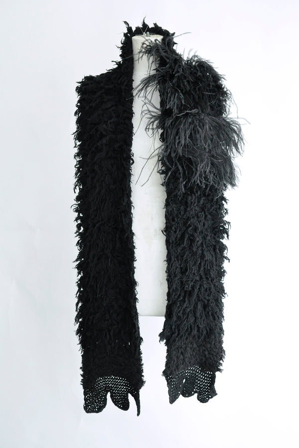 OFKE KNIT SCARF WITH FEATHERS EMBROIDERY
