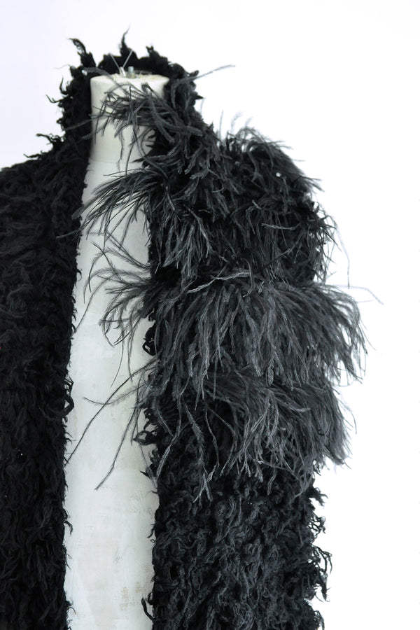 OFKE KNIT SCARF WITH FEATHERS EMBROIDERY