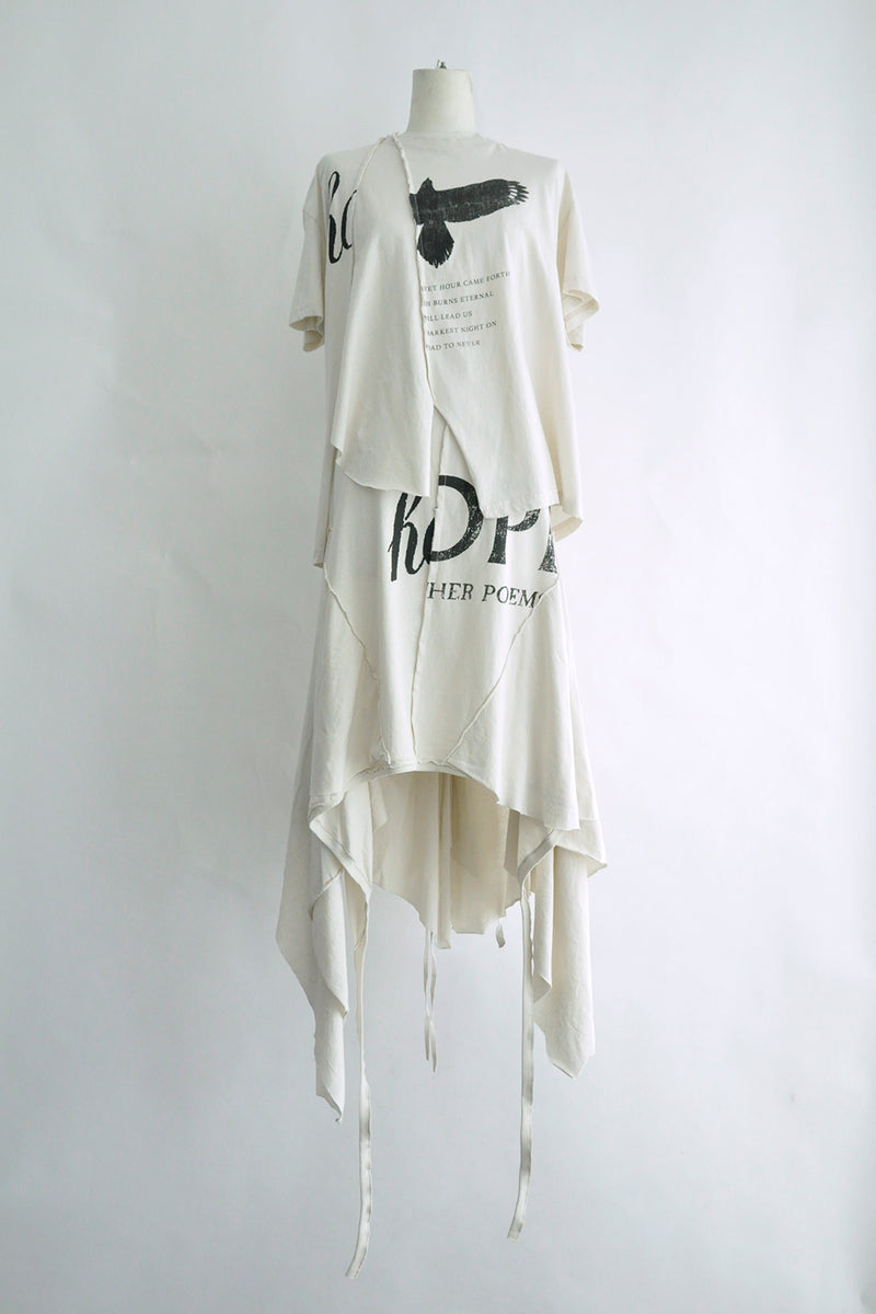 GON DECONSTRUCTED PANEL SKIRT WITH MIX PRINT