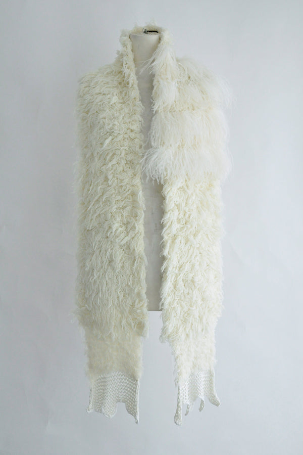 OFKE KNIT SCARF WITH FEATHERS EMBROIDERY