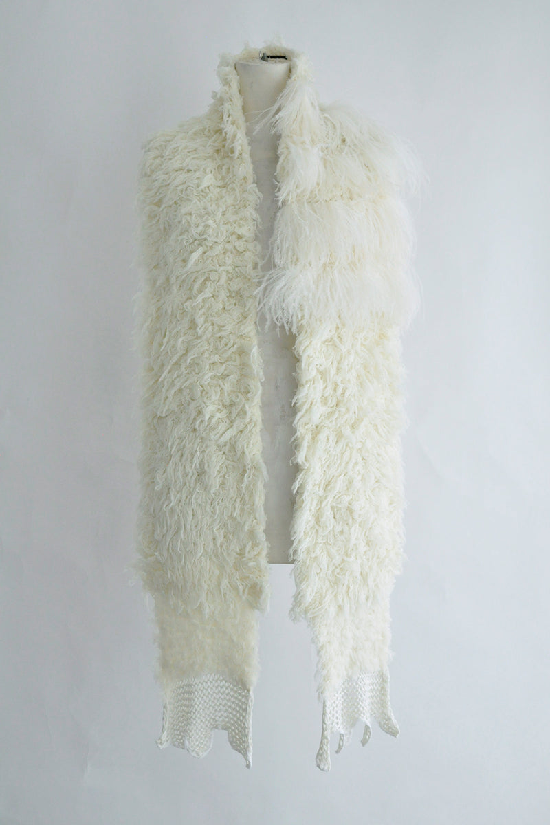 OFKE KNIT SCARF WITH FEATHERS EMBROIDERY