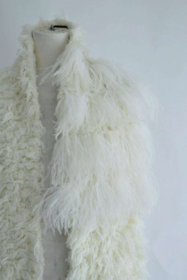 OFKE KNIT SCARF WITH FEATHERS EMBROIDERY