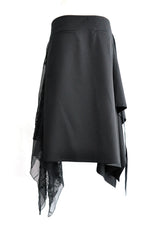 ILMA WRAP SKIRT WITH EMBROIDER SILK CREPONNE PANELS