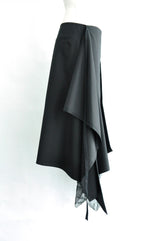 ILMA WRAP SKIRT WITH EMBROIDER SILK CREPONNE PANELS