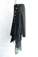 ILMA WRAP SKIRT WITH EMBROIDER SILK CREPONNE PANELS