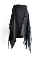 ILMA WRAP SKIRT WITH EMBROIDER SILK CREPONNE PANELS