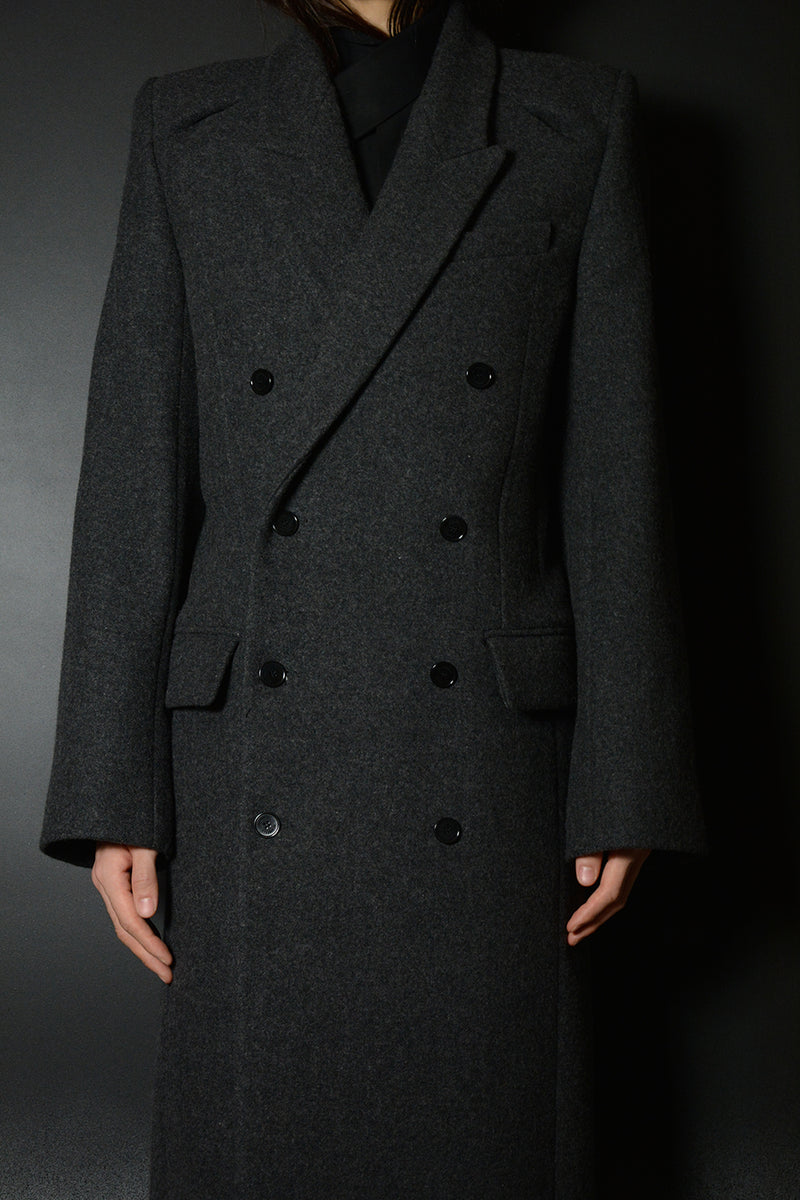 DOUBLE BREASTED COLLARBONE COAT-COAT WOOL