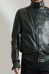 OBJECT DYED SEMI-ARMHOLE LEATHER BOMBER