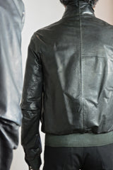 OBJECT DYED SEMI-ARMHOLE LEATHER BOMBER