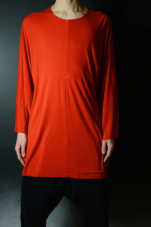 EXTRA WIDE ONE PIECE LONG SLEEVE T-SHIRTS / CORAL RED