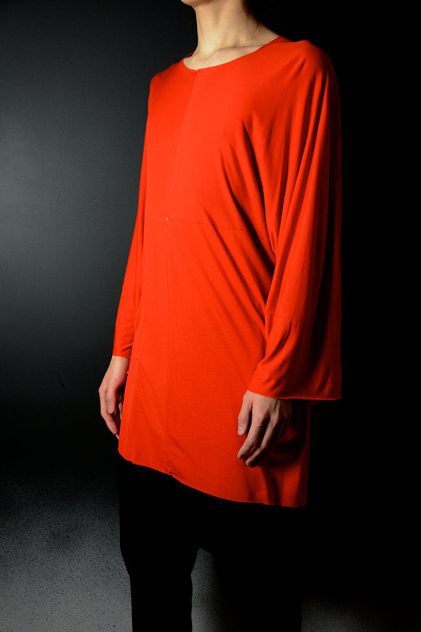 EXTRA WIDE ONE PIECE LONG SLEEVE T-SHIRTS / CORAL RED